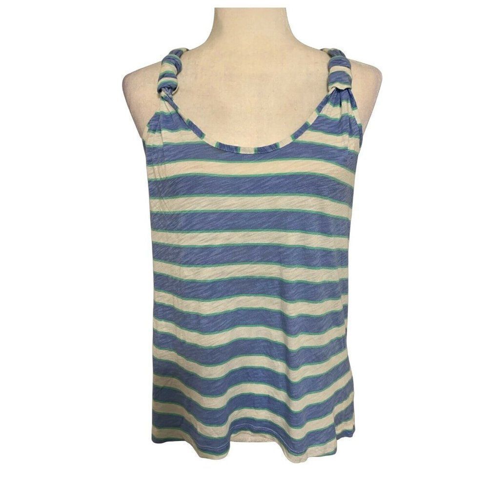 splendid womens blue white green striped Racer back tank top medium